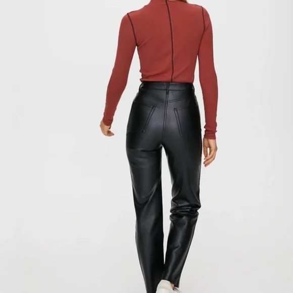 Aritzia Wilifred Vegan Leather Melina Pant High Waist Biker Celeb Goth Mobwife-0 - Picture 9 of 14
